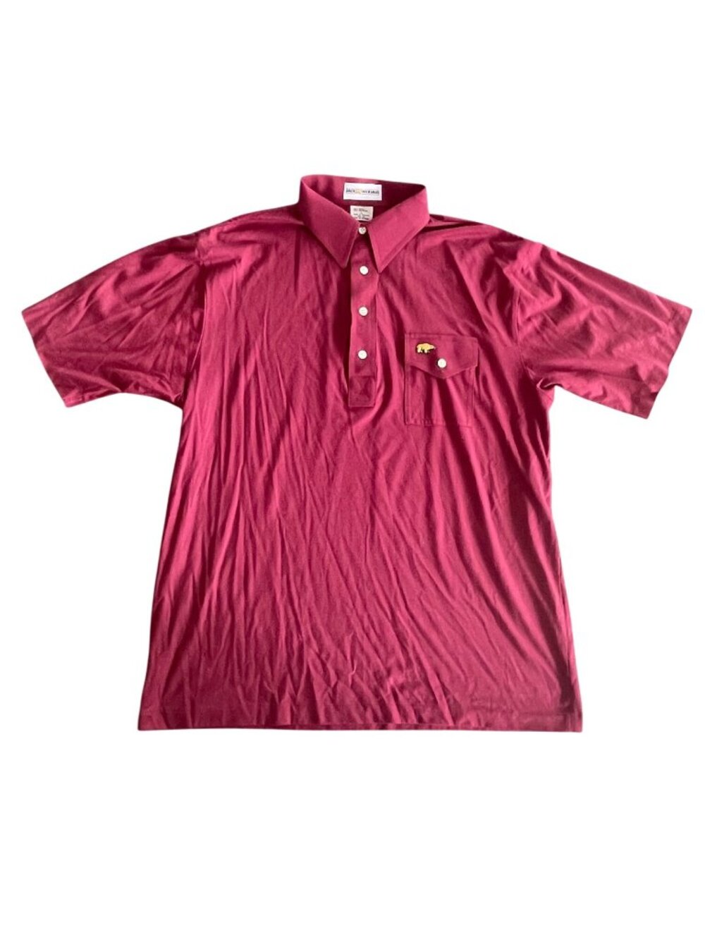 Vintage Jack Nicklaus Mens Maroon Polo Shirt With Golden Bear Logo Size L Cotton